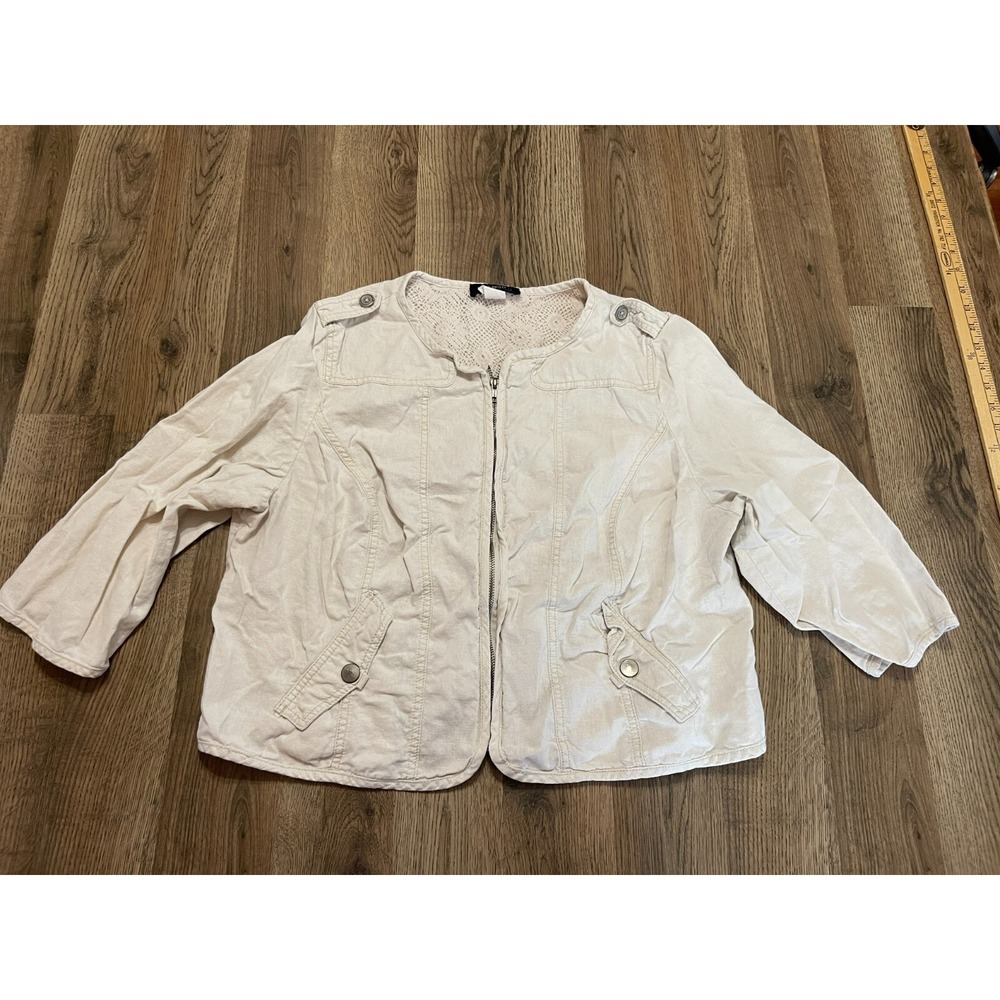 LEVEL EIGHT Jacket, Women's Plus Size 18, Off White, Full Zip, Long Sleeve